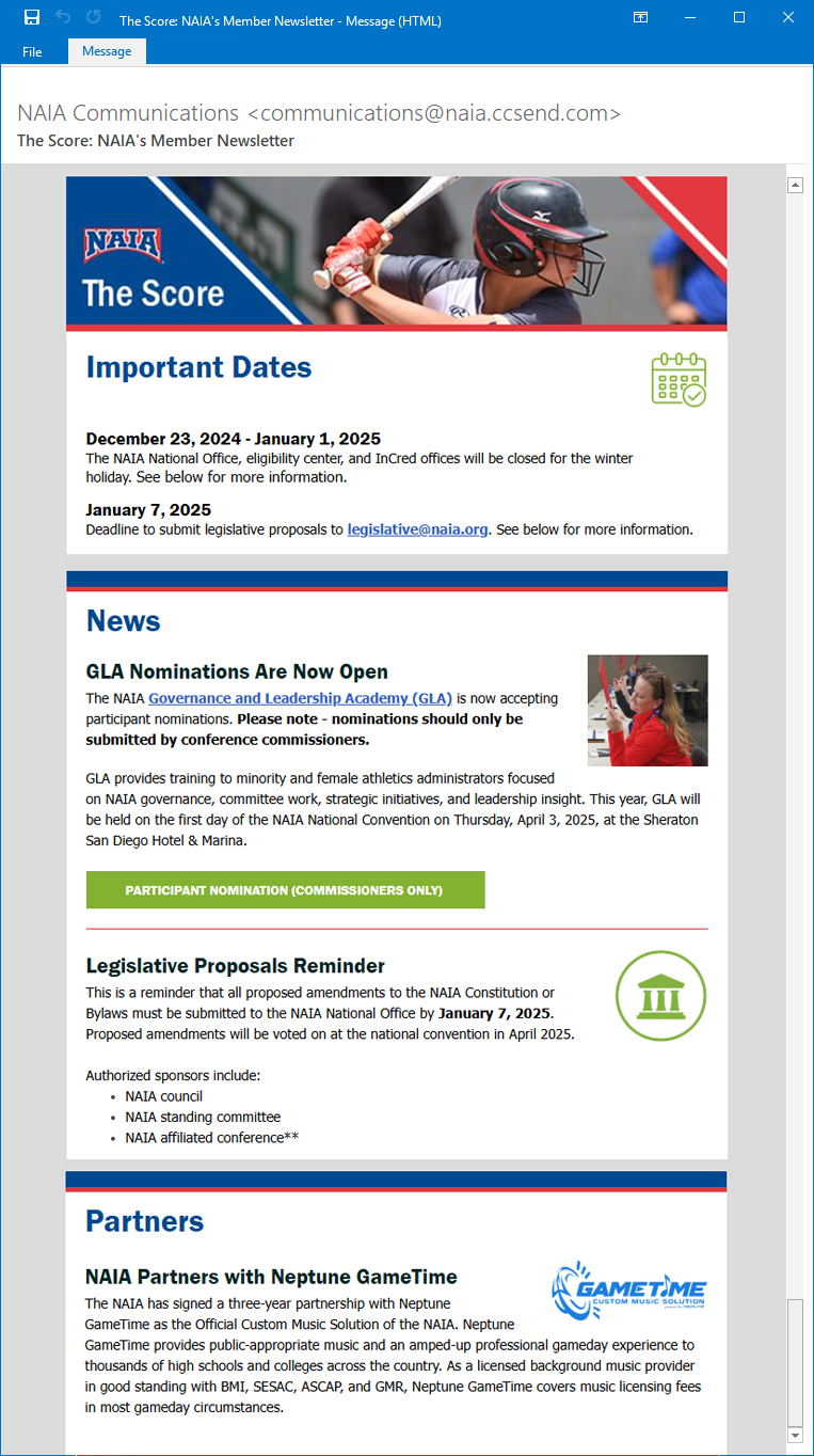 The Score Newsletter