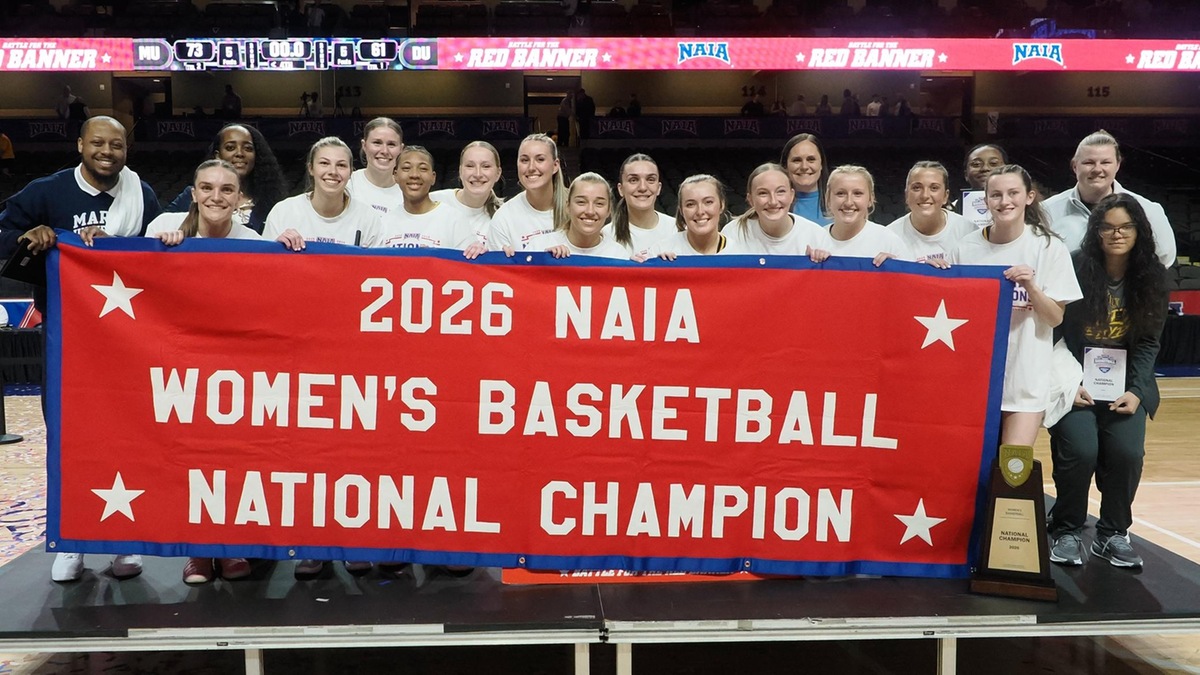 Marian (Ind.) Claims 2026 NAIA Women's Basketball Red Banner