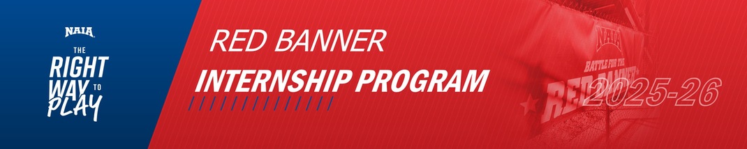 old red banner internship program banner