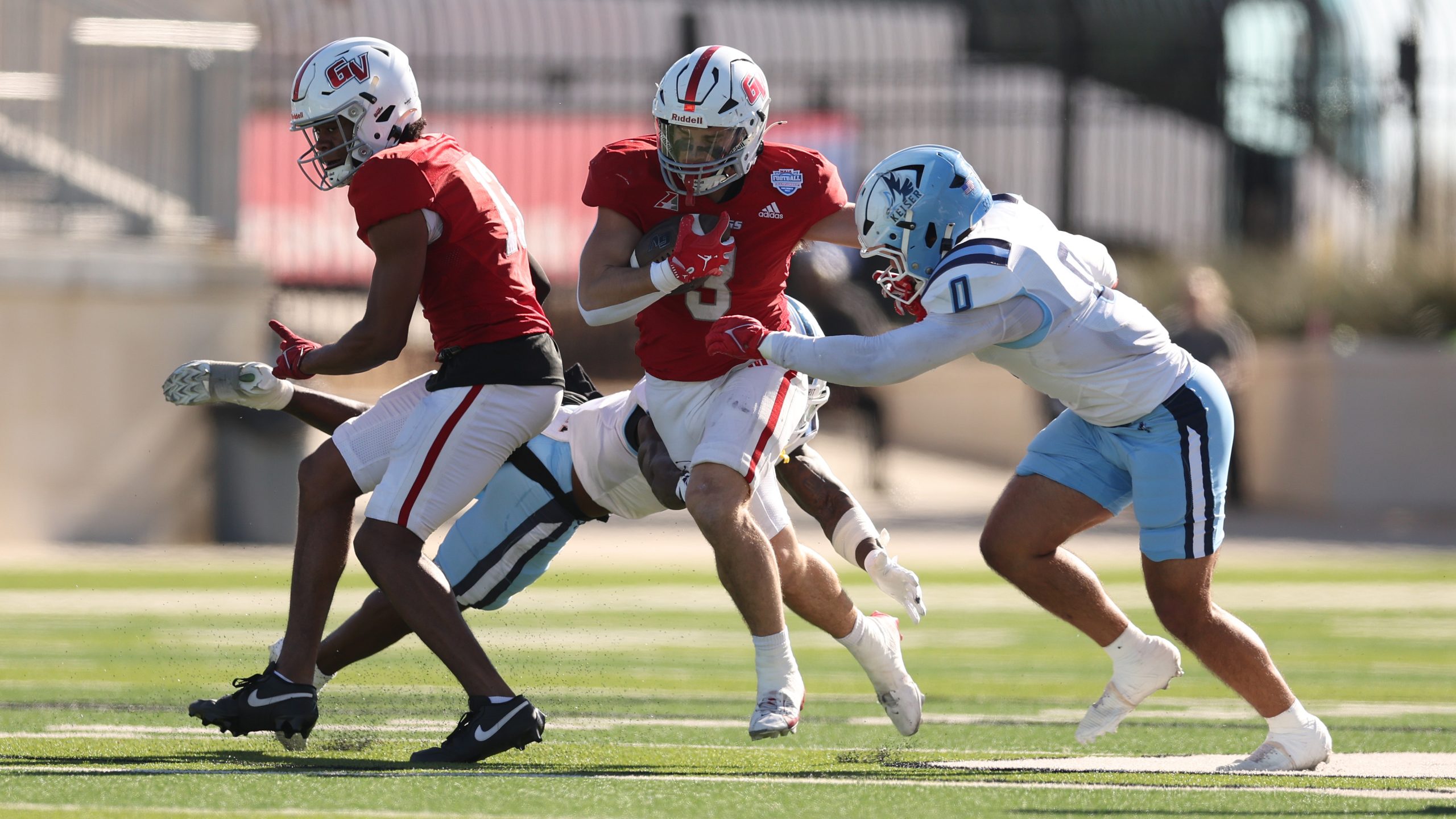 Grand View's Dalten Van Pelt rushes during the 2025 NAIA Football Championship Game.