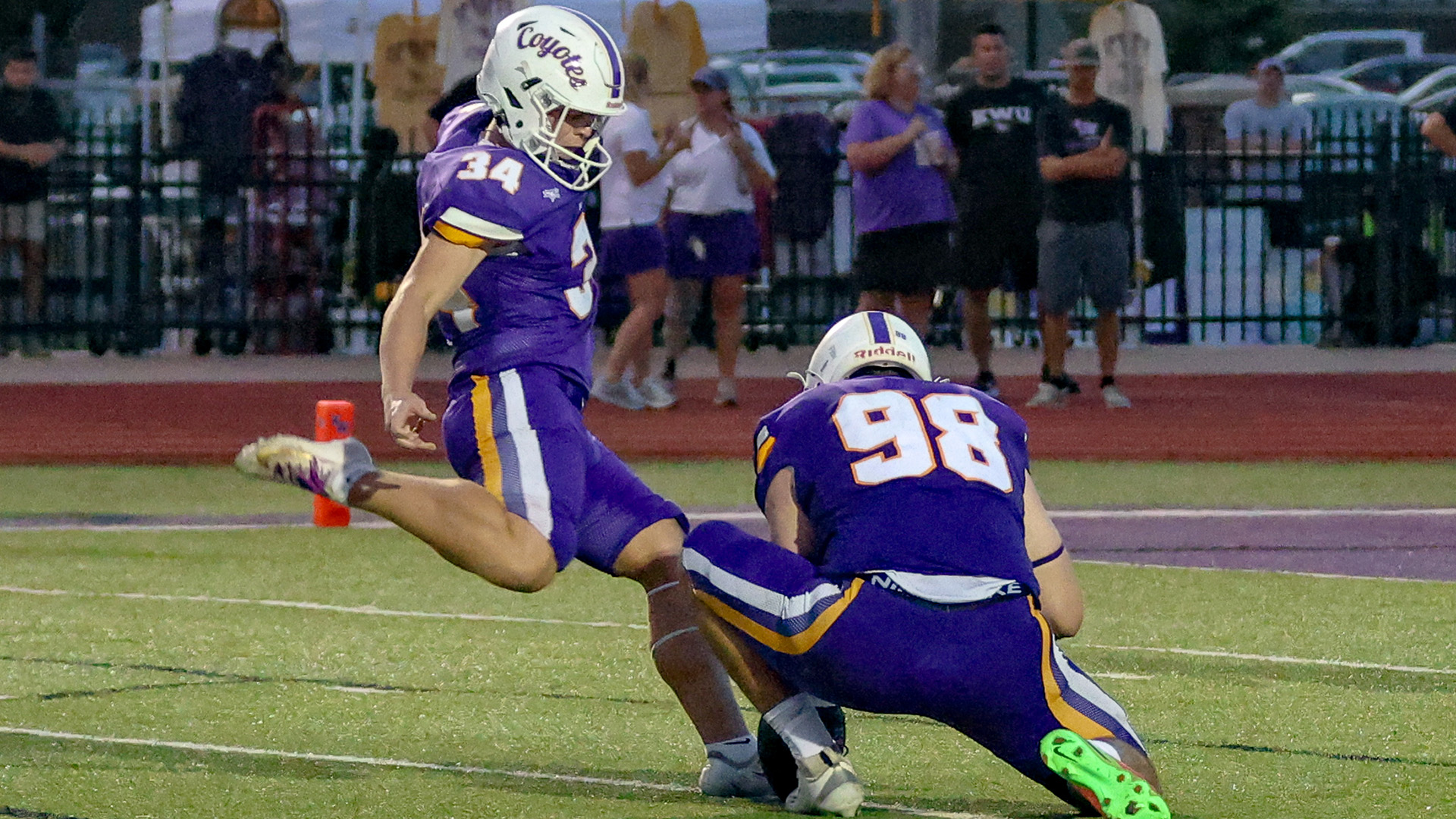 Kansas Wesleyan kicker AJ Wood against Bethany.