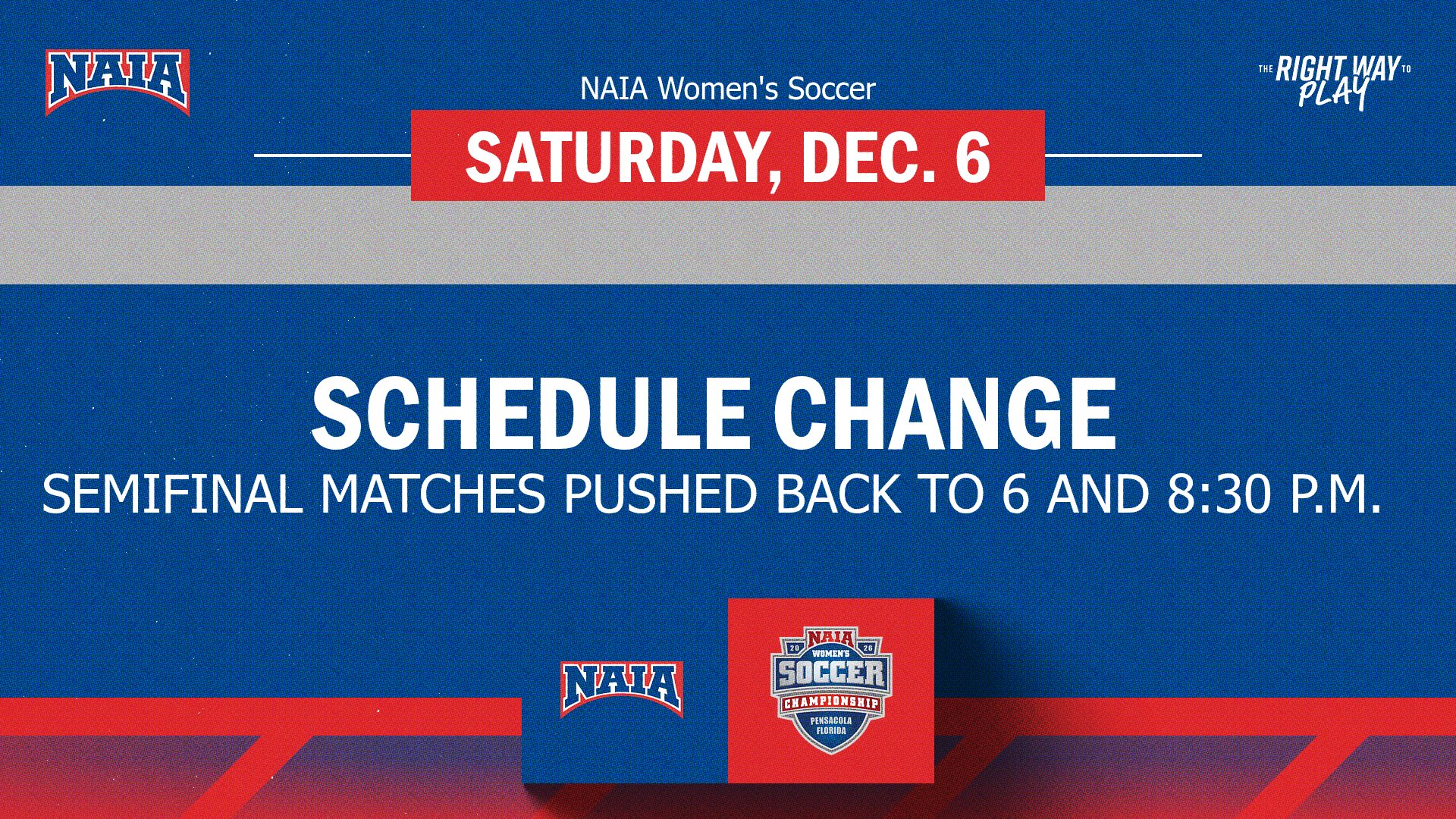 The NAIA Adjusts Women’s Soccer Semifinal Match Times